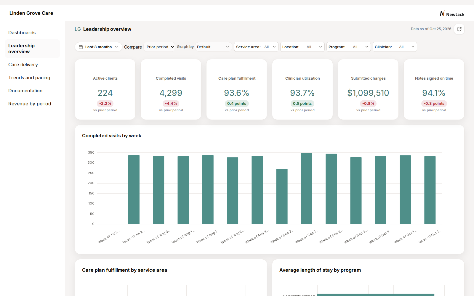 Leadership overview view in the demo